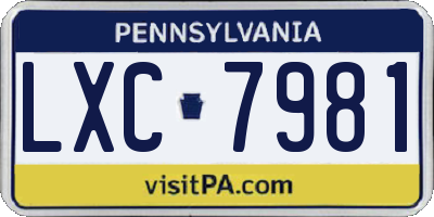 PA license plate LXC7981