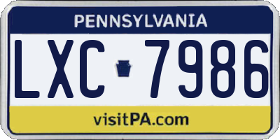 PA license plate LXC7986