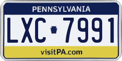 PA license plate LXC7991