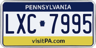 PA license plate LXC7995