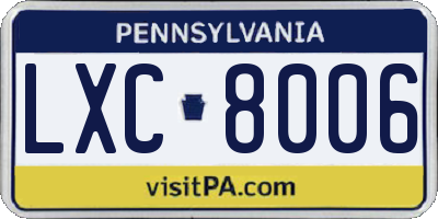 PA license plate LXC8006