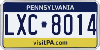 PA license plate LXC8014