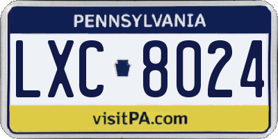 PA license plate LXC8024