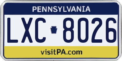 PA license plate LXC8026