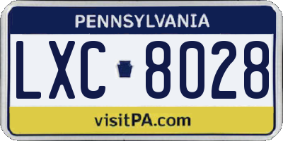 PA license plate LXC8028