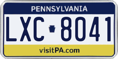 PA license plate LXC8041