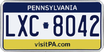 PA license plate LXC8042