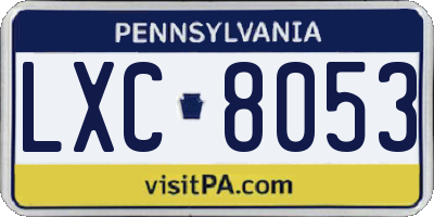 PA license plate LXC8053