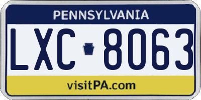 PA license plate LXC8063