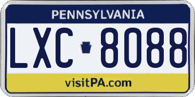 PA license plate LXC8088