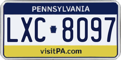 PA license plate LXC8097