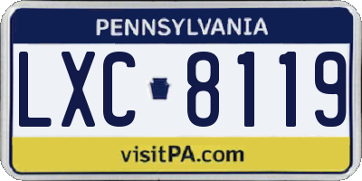 PA license plate LXC8119