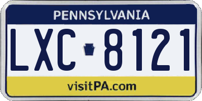 PA license plate LXC8121