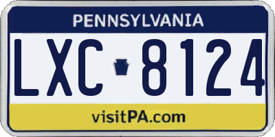 PA license plate LXC8124