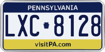 PA license plate LXC8128