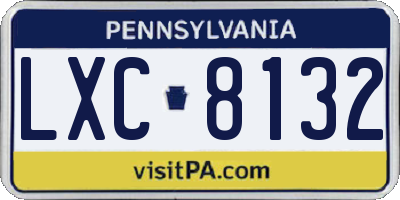 PA license plate LXC8132
