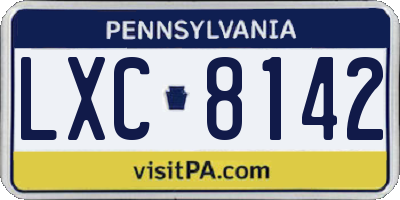 PA license plate LXC8142