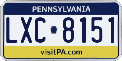 PA license plate LXC8151