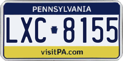 PA license plate LXC8155