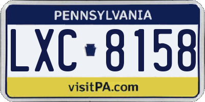 PA license plate LXC8158