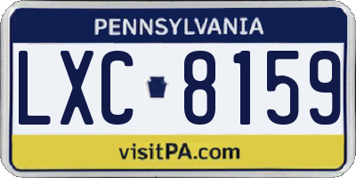 PA license plate LXC8159