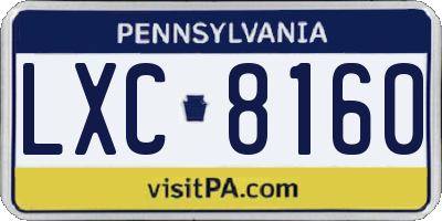 PA license plate LXC8160