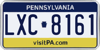 PA license plate LXC8161