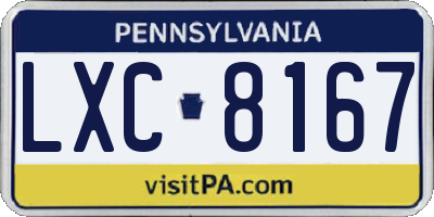 PA license plate LXC8167