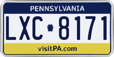 PA license plate LXC8171