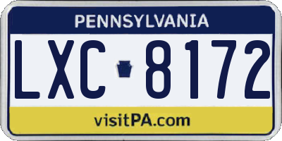 PA license plate LXC8172