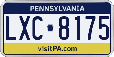 PA license plate LXC8175