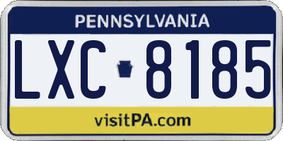 PA license plate LXC8185