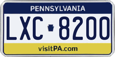 PA license plate LXC8200