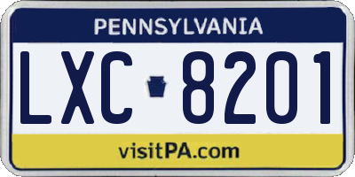 PA license plate LXC8201