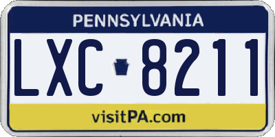 PA license plate LXC8211