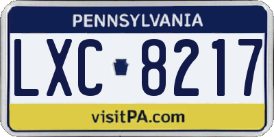 PA license plate LXC8217