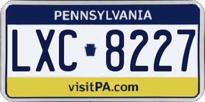 PA license plate LXC8227