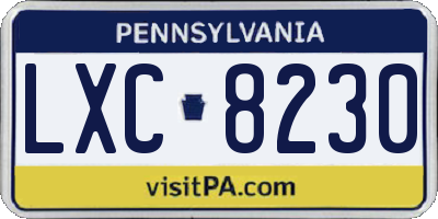PA license plate LXC8230