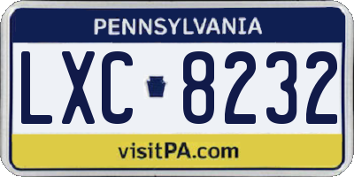 PA license plate LXC8232