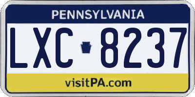 PA license plate LXC8237