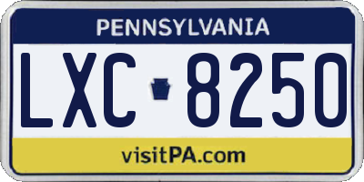 PA license plate LXC8250