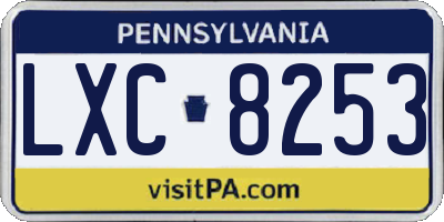 PA license plate LXC8253