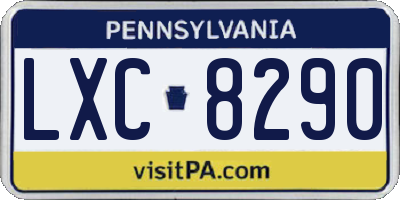 PA license plate LXC8290