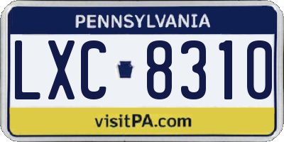 PA license plate LXC8310