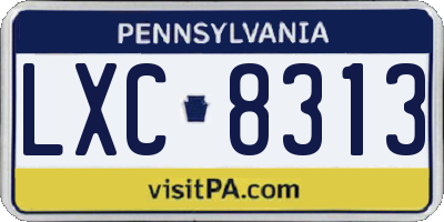 PA license plate LXC8313