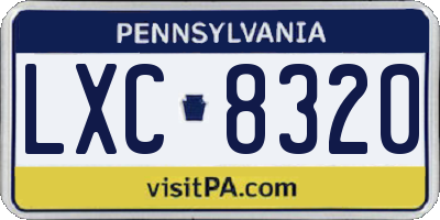 PA license plate LXC8320