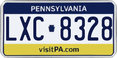 PA license plate LXC8328