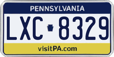 PA license plate LXC8329