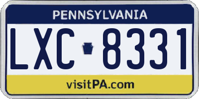 PA license plate LXC8331