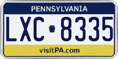 PA license plate LXC8335